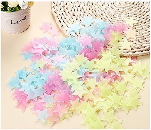 Hamhsin 100PCS Home Luminous Wall Stickers Noctilucent Stars Stickers Ceiling Glow In The Dark Stars Noctilucous Stickers Decal Baby Kids Bedroom (100PCS) (Multi)