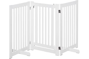 PawHut Barrière modulable Pliable barrière de sécurité avec Porte verrouillable intégrée dim. 155L x 35,5l x 76H cm MDF Blanc
