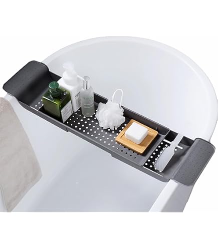 Bambus Badewannentablett Verstellbar - Praktische Ablage Für IPad & Getränke In Der Badewanne