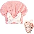 KBR® Super Absorbent Hair Towel Wrap for Wet Hair, Quick Dry Head Wrap with Bow-Knot Shower, Microfiber Hair Towel Wrap for Women (Pink)