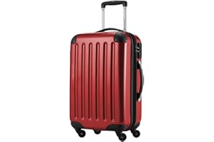 HAUPTSTADTKOFFER Alex - średniej wielkości walizka z twardą obudową, 4 rolki, walizka na kółkach, zwiększenie objętości, czerwony, 55, Walizka