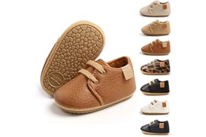 Sonsage Infant Baby Boys Girls Oxford Shoes Pu Leather Lace-Up Anti-Slip Trainer Soft Rubber Sole Toddler First Walking Sneakers