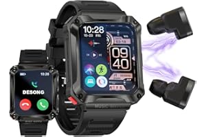 Desong Smart Watch With Earbuds,1.96 inch Smart Watch With Call Function,Watch Buds,3 in 1 Smartwatch Buit-in 4GB Memory,Recording,Sleep Monitor,Waterproof,Fitness Tracker for iOS Android