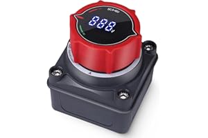 BOAK Upgrade Battery Disconnect Switch with Voltmeter, DC 5-60V Master Isolator Cut/Shut Off Switch for Marine Boat Car Truck Camper RV Trailer Vehicles Engine Application (Version 1-Red)