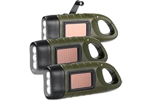 JOFLVA korba latarka LED, korba ręczna 3PCS ładowalna latarka, latarka słoneczna, korba lampy kempingowej, przenośne lampy kempingowe, z karabińczykiem do zawieszenia