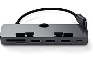 SATECHI Hub USB C con Abrazadera para iMac con Puerto USB-C de Datos, 3X USB-A 3.0 y Lectores Micro/SD, Solo para iMac 2020/2019/2017 e iMac Pro (No Compatible con iMac M1 2021) – Gris Espacial