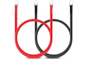 HO2NLE 2pcs Cables de Batería 16mm² 5AWG, Cable Arranque Bateria Coche con Terminales Cables de Inversor de Potencia Cobre para Motocicleta Automotriz Autocaravana (Rojo y Negro)