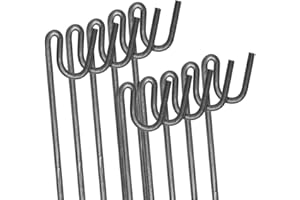 ANSIO Steel Fencing Pins 1.2m Long 8mm Thick Non-Galvanised Metal Stakes For Temporary Outdoor Garden Decking & Fencing With Shepherds Crook Head (10 Pack), Grey