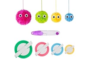 RRigo Pom Pom Maker, 4 Größen Fluff Ball Weaver Nadel Pompom Maker Sets-DIY Pompoms Handwerk Puppe Making Kits, Pom-Pom Maker Knitting Loom+1pcs Schere (5)
