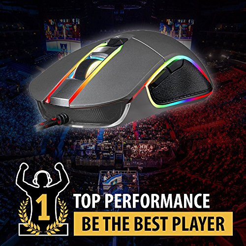 KLIM AIM Rat  n Gaming Chroma RGB-NUEVO-PRECISO-Cable USB Personalizable de 500 a 7000 DPI Botones programables   Dise  ado para todos los tama  os de manos-Excelente agarre ambidiestro para juegos