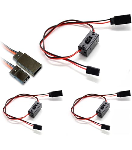 Kabel Mit Schalter Und Stecker 3x Schalterkabel Mit JR-Stecker Für RC-Modelle – 15 Cm, Geeignet Für LiPo-Akkus Powerschalter Empfänger Kabel