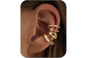 CASSIECA 3/5Pcs Chunky/Thin Ear Cuffs Non Piercing for Women - Dainty 14K Gold Plated Cuff Earring Trendy Cubic Zirconia Ear Cuff for Women Cartilage Jewelry Gift
