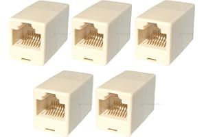 rhinocables Cat5e RJ45 Coupler, Female to Female Ethernet Coupler and Joiner for Internet Cable Leads, Cat5 Ethernet Connector to Join Cables (5)