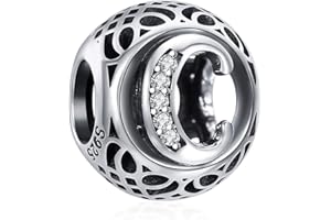 ChicSilver Femme Charme Argent 925 pour Bracelet,Breloque Perles Charms Lettres A-Z pour Bracelets,Bijoux Charms Pendentif 26 Initiales pour DIY Colliers,Cadeau pour Femmes Filles (Boîte à Bijoux)