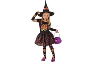 RUBIE'S Rubies Costume Strega Candy per Bambina, Vestito Stampato, Maniche, Calze e Capello, Ufficiale, Stregas, Witches, Caramelle per Halloween, Feste e Cosplay