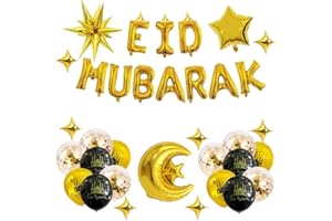 EID Mubarak Decorations for Home, 37pcs Eid Mubarak Balloon kit, EID Decorations, Foil and Latex Eid Balloon set by UNIQVERSAL