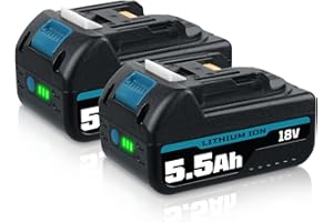 [Neues Upgrade] 2X 18V 5,5Ah Li-Ion Ersatzakku für Makita Akku 18V BL1860B BL1850B BL1840B BL1830B BL1820B BL1815N Werkzeugakku