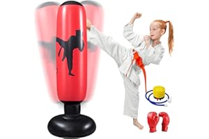 Oziral Sacco da boxe per bambini, gonfiabile, 160 cm, con pompa ad aria e guanti da boxe, per kickboxing, attrezzatura da allenamento, regalo