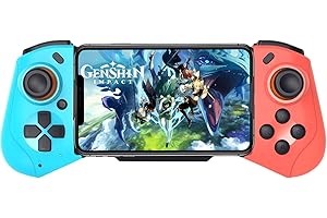 Joso Contrôleur de Jeu pour iPhone, Android, PC, Jeu Direct sans Fil contrôleur de Soutien Cloud, MFi Gamepad Bluetooth Mobile pour Genshin Impact, Call of Duty (COD), Asphalte 9/8 Rouge-Bleu
