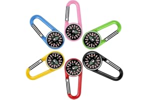 MOLZINY 6 Stück Kompass Schlüsselanhänger Kompass Mini Kinder Bunte Karabiner Kompass Schlüsselhalter Reißverschluss Fixer Kompass Outdoor Kompass Anhänger für Outdoor Wandern