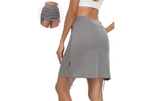 Soneven Hosenrock Damen Knielang Kurz Tennisrock Wanderrock Damen mit Innenhose Sport Rock Tennis Skirt mit Taschen und Verstellbare Kordelzug Mini Rock