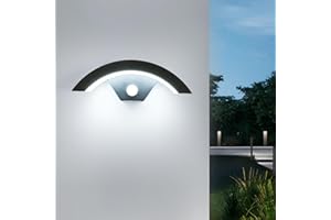 SENQIU Aplique de Pared Exterior/Interior, 24W 2700LM Lámpara de Pared con Sensor de Movimiento, IP65 Impermeable Apliques Exterior Modernos para Terraza Jardines Balcón Porche, Negro, Blanco Frío 6500K