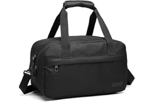 Kono 35x20x20 Holdall Equipaje de Cabina 14L Bajo Asiento Ryanair Vuelo Bolsa de Viaje Deportiva Unisex (Negro)