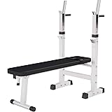 GORILLA SPORTS® Panca Pesi - con Porta Bilanciere, Regolabile e Pieghevole, Carico Max. 200kg, in Altezza, Nera/Bianca - Panc
