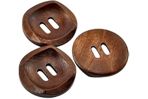 BBLY 10 Round Brown Wooden Buttons 30mm with 2 Holes (30mm-10Pcs)