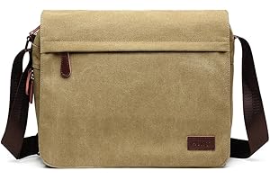 Kono Bolso Bandolera de Lona para Hombre, Vintage Bolsa de Mensajero Bolsillos Múltiples, Bolsa de Estudiante Bolsa de Ordenador Portátil de 13" Bolsa de Los Hombres Estudiantes Universitarios