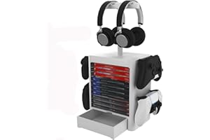 HUAYUWA Game Storage Tower (grigio) adatto per Sony PlayStation 5, controller multifunzione per cuffie a disco compatibile con PS5/PS4/Xbox One/Nintendo Switch