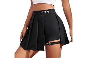 LKRSEEF Festival Outfit Damen - Damen Hosenrock Kurze Hose Culottes Hosen Casual Minirock Gothic Asymmetrisch Röcke mit Schnalle Sexy Faltenrock Hosenröcke Skirt