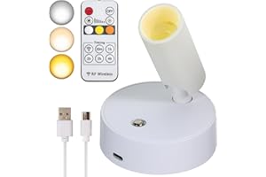 VIGMOJ LED Wireless Spotlights with Remote Up Lights Indoor Dimmable Picture Light Battery Operated with Timer, Rechargeable Spot Lights Accent Uplighting for Plant Wall Art Dartboard