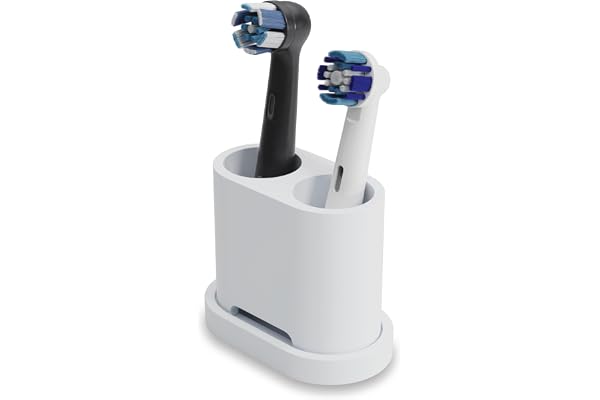 Qikfresh - Hållare för 2 borsthuvuden och eltandborstar - Kompatibel med Oral-B, iO, Philips Sonicare, Waterpik, Fairywill - Livsmedelsklassad silikon
