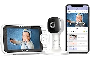 Hubble Connected Nursery Pal Cloud Baby Monitor con fotocamera, schermo da 5", luce notturna, visione notturna, sensore temperatura ambiente e app per smartphone