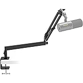 TONOR Mic Arm Desk Mount, Low Profile Boom Arm for Microphone, Adjustable Mic Stand with Desk Mount Clamp, 3/8’’ and 5/8’’ Sc