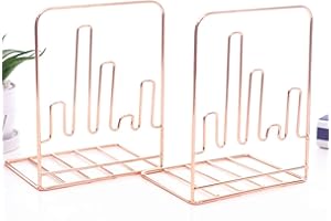 SIPLIV Fermalibri in stile minimalista creativo Porta libri regolabile in metallo Supporto per libri Porta libri - battito cardiaco, oro rosa