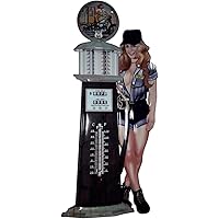 LB H&F Thermometer Sexy Zapfsäule analoges Gartenthermometer Metall - XXL 47 cm Gross - Blechschild Antik Design…