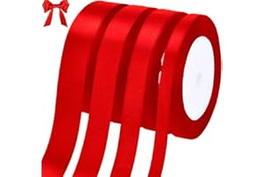 ‎QINGMENG qingmeng Satinband Rot, 88m Geschenkband Rot Breit, 6/10/15/20 mm Schleifenband, Geschenkband Hochzeit Stoff, Rotenes Geschenk Band Geschenkbänder für Taufe Geburtstag Deko Geschenkverpackung