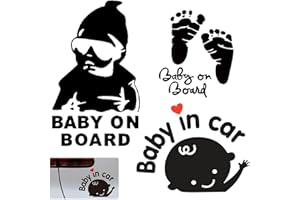RUMGUG 3 Stück Baby on Board Aufkleber, Baby in Car Babyaufkleber Personalisiert Sign, Niedlicher Baby Füße Fenster Auto Schild Autoaufkleber Vinyl Wasserfest Abnehmbare für Sicherheitsschilder (Schwarz)