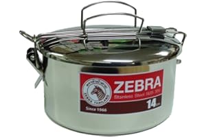 ZEBRA TECHNOLOGIES Zebra Stainless Steel Food Box and Pan with Snap on Lid, 14cm, Silver