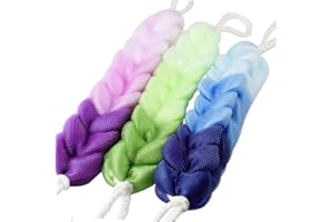 SOUIWUZI Tressages longues éponge, éponge de douche exfoliante corporelle, éponge en treillis, bains de nylon longue fleur de bain éponge pour hommes et femmes