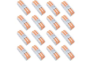 CEEYSEE 16 Pcs Compact Wire Connectors One-to-One Diy Electrical Terminal Blocks Circuit Inline Splices Lever Nut Connector Quick Cable Clamp Spring Butt Connectors（2 in 2 Out）