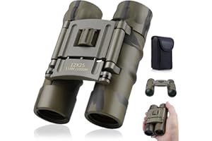 Sefitopher Binocolo per adulti e bambini, 12 x 25 HD, compatto, piccolo binocolo impermeabile per il birdwatching, caccia, escursioni, concerti