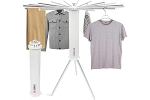 SOROS Foldable Cloth Dryer Stand Racks Cloth Stands for Drying Clothes Multi Way Folding Rotatable 3.9 Feet Drying Length 16 Drying Heavy Duty Aluminium Rails, Lightweight (CS09-AL70WHA)