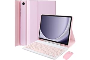 EHLCYS Funda con Teclado para Samsung Galaxy Tab A9 Plus / A9+ 11 Pulgadas 2023 (SM-X210/X216/X218), Español Ñ Teclado con Ratón Bluetooth Desmontable Ultrafina Funda con Portalápice,Rosado