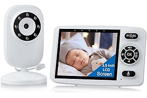 CAMWORLD Baby Monitor with Camera and Night Vision No Wifi, 3.5" Screen Wireless Video Monitor with Rechargeable Battery, VOX Mode, 2-Way Audio, Lullabies, Temperature Monitoring, Feeding Reminder