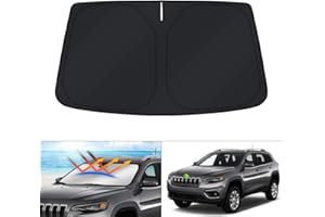 KUST Windshield Sun Shade for Jeep Cherokee SUV 2014-2021（Not for Jeep Grand Cherokee） Sunshade Foldable Blocks UV Rays Sun Visor Protector Keep Your Car Cooler