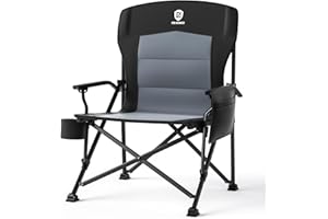 ‎EVER ADVANCED EVER ADVANCED Campingstuhl Faltbar 230KG Belastbar XL Klappstuhl 62cm Sitzbreit mit Seitentasche Getränkehalter Übergroß Faltstuhl Angelstuhl für Camping Outdoor Balkon Garten