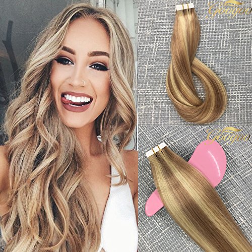 Googoo 20inch Hair Extensions Tape In Ombre Ash Blonde Highlighted